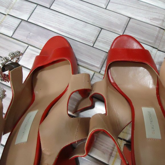 SIZE 37. L'Autrechose Chose crystal buckle leather sandals. - Picture 10 of 16